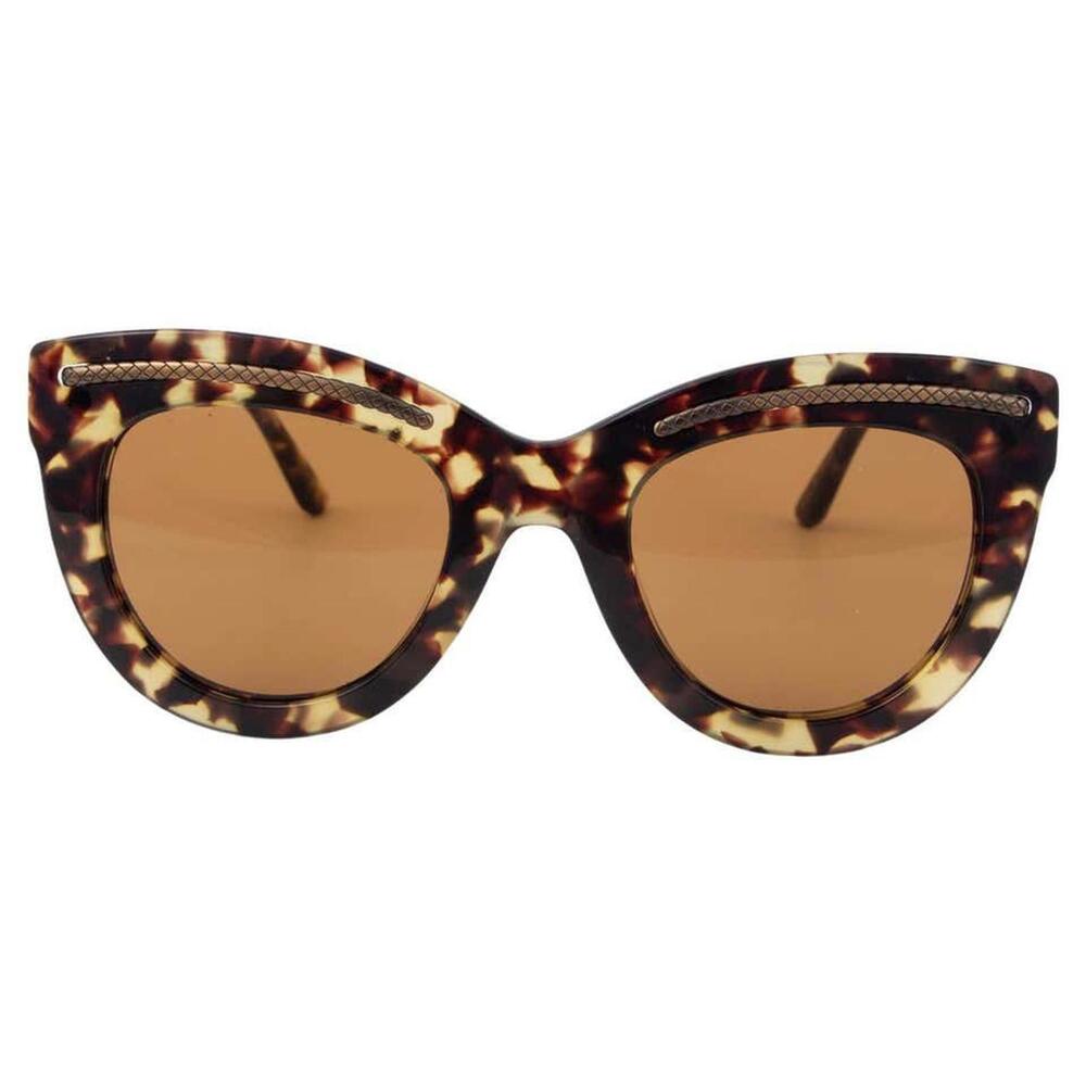BOTTEGA VENETA brown & beige tortoise Cat-Eye Sunglasses